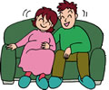 夫と妊婦